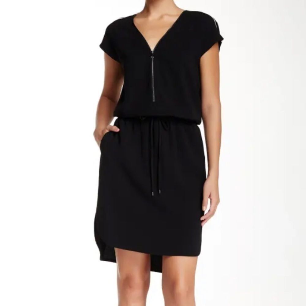 VINCE contrast trim V-neck dress size S